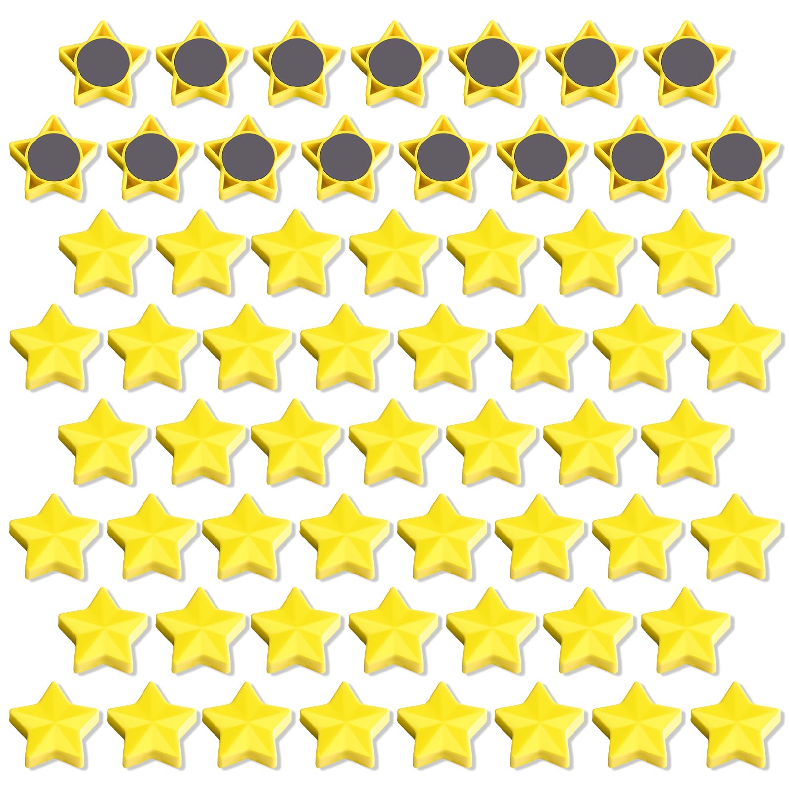 QOJOPU Fridge Magnets - 60PCS Strong Magnet Small Magnets Heavy Duty for Crafts, Cute Decorative Whiteboard Magnets for Adults, Mini Star Magnet for Notice Board, Kitchen, Office & Classroom - Yellow