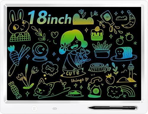 Tableta de escritura LCD, tablero colorido de garabatos de 18 pulgadas, tableta de escritura LCD borrable para niños, programas escolares en casa
