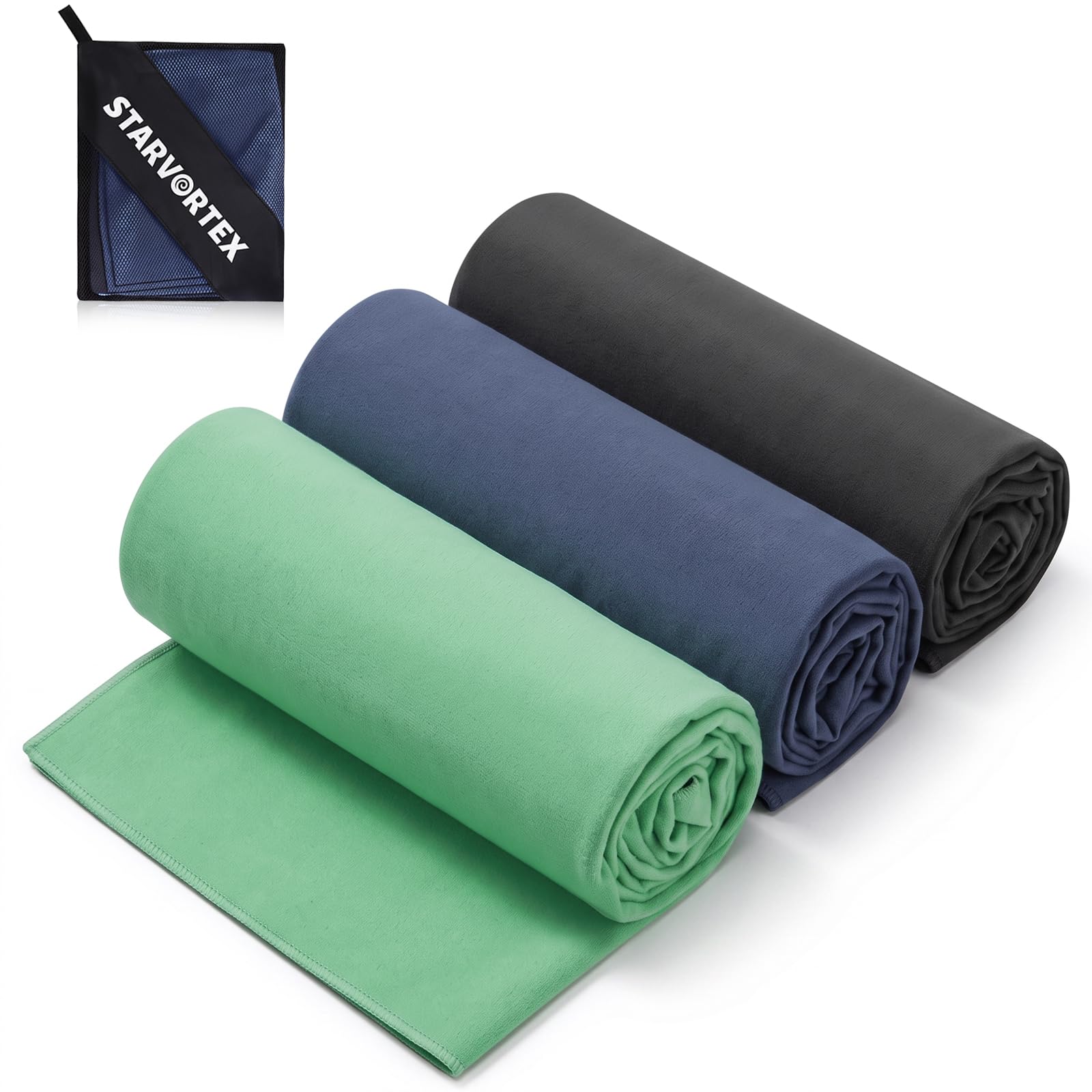 Starvortex 3 Pack Microfibre Towel, Lightweight and Quick Dry Gym Towel