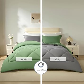 beeweed Coverless Single Duvet 13.5 Tog - 135x200cm, Green/Grey
