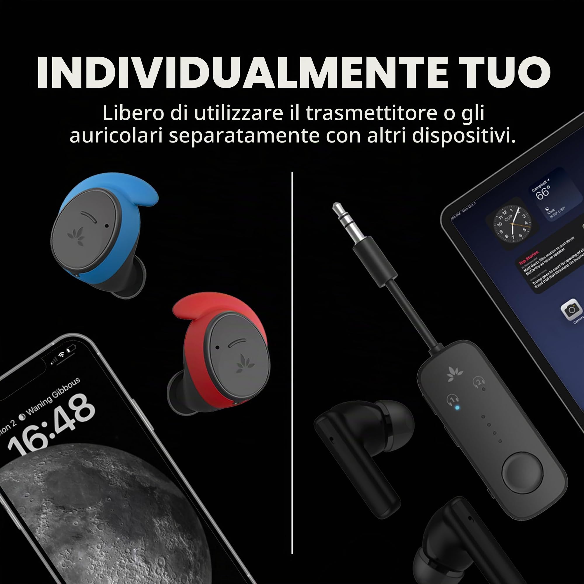Avantree Sky Ace - Cuffie da Viaggio con Adattatore Set Aereo, Bluetooth 5.3 Qualcomm aptX-Adaptive, Bassa Latenza, Lunga Durata - Cuffie e Trasmettitore Versatili per Viaggio o Uso Giornaliero