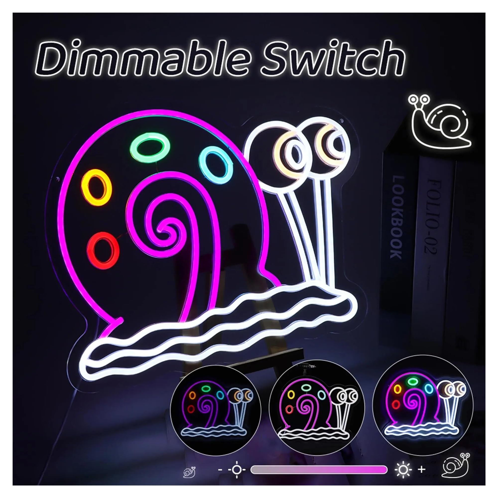 XENITE Luces Art Decoration Christmas Letrero De Neón De Caracol LED Regulable Para Hombre Cueva Dormitorio Adolescente Sala De Juegos Decoración Luz Nocturna De Dibujos Animados
