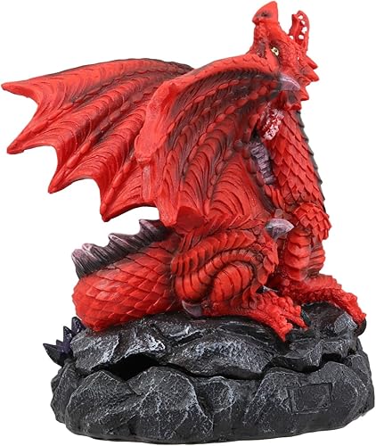 Miniatura 5 de Ebros Gift Stryker The Mythical Smoke Fire Breathing Red Dragon Backflow - Figura de cono de incienso de 6.25 pulgadas de alto, estatua medieval
