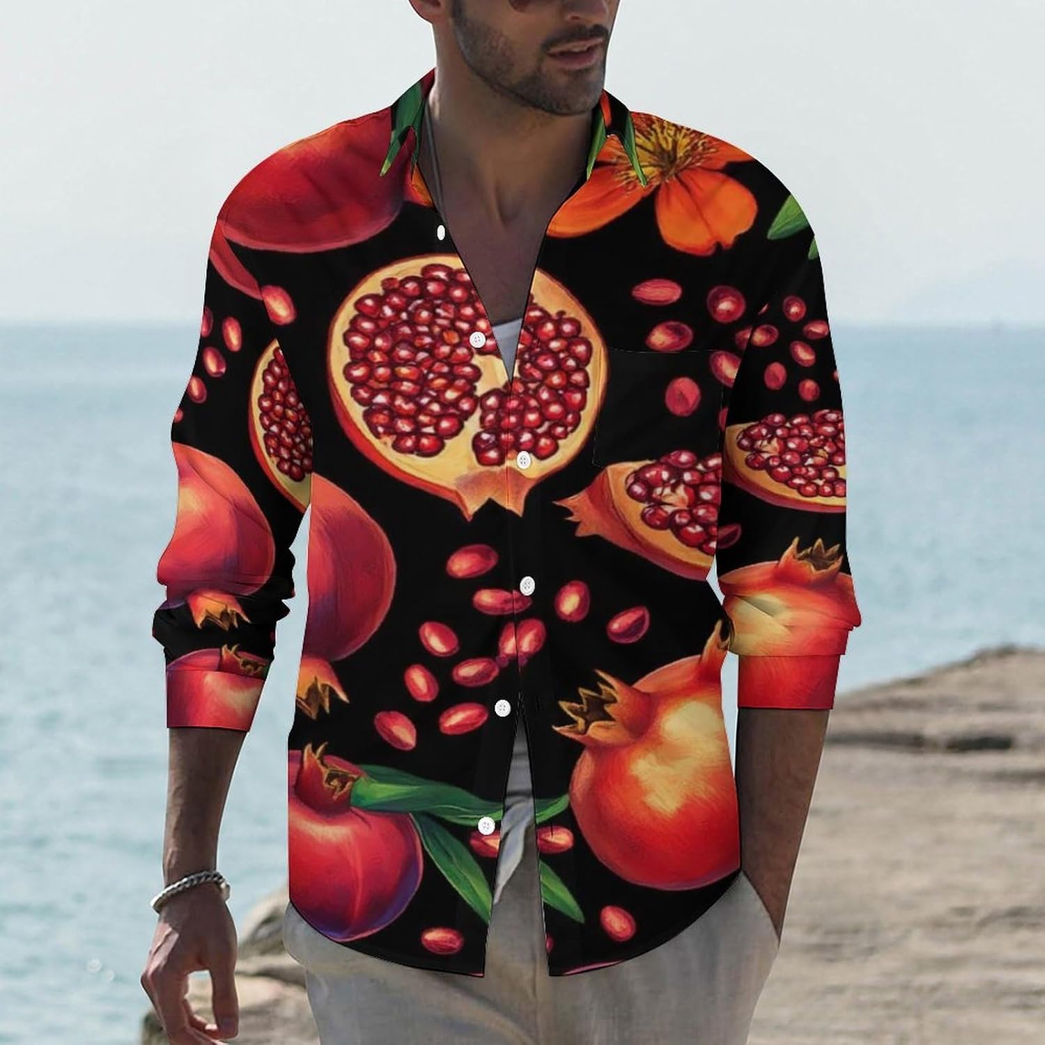 Men's Shirt Casual Wrinkle Free Long Sleeve Button Down Shirts Pocket Summer Fall Shirt Jacket