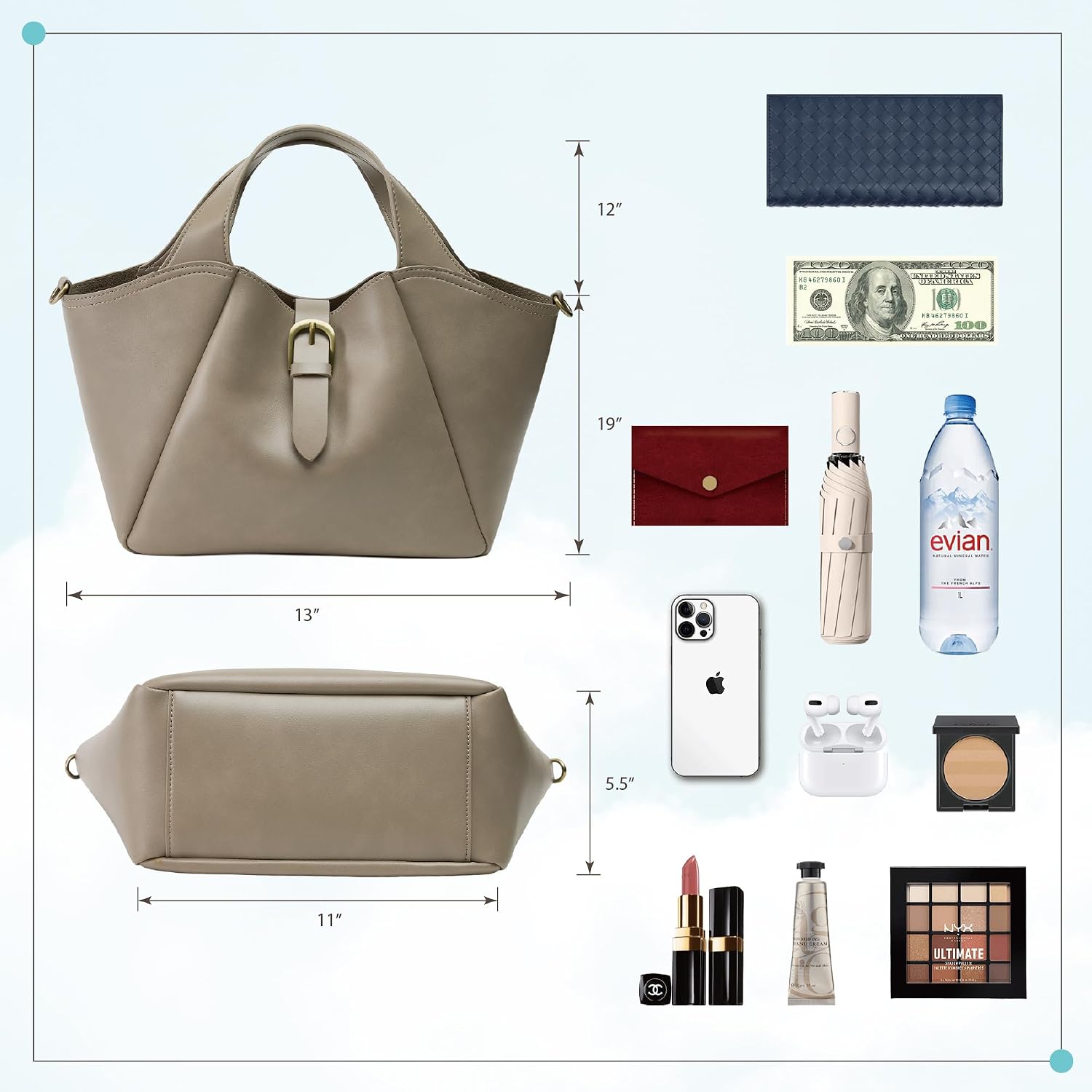SUNLIGHT LEAVES Elegant Vegan Leather Tote Bag for Women Vintage Handle Handbag