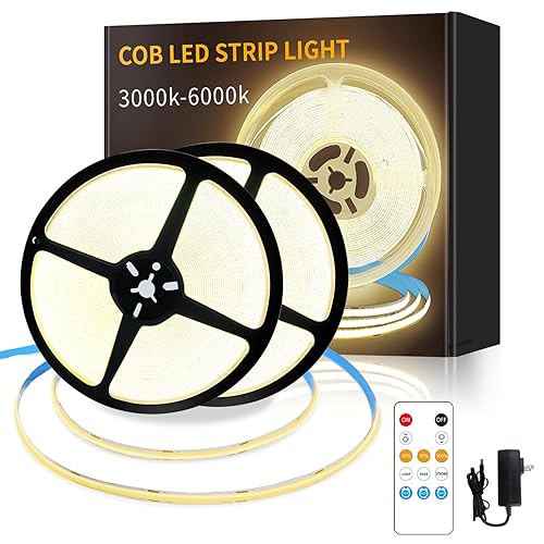 COB LED Strip Lights 100ft,3000K DC 24V Dimmable Warm White