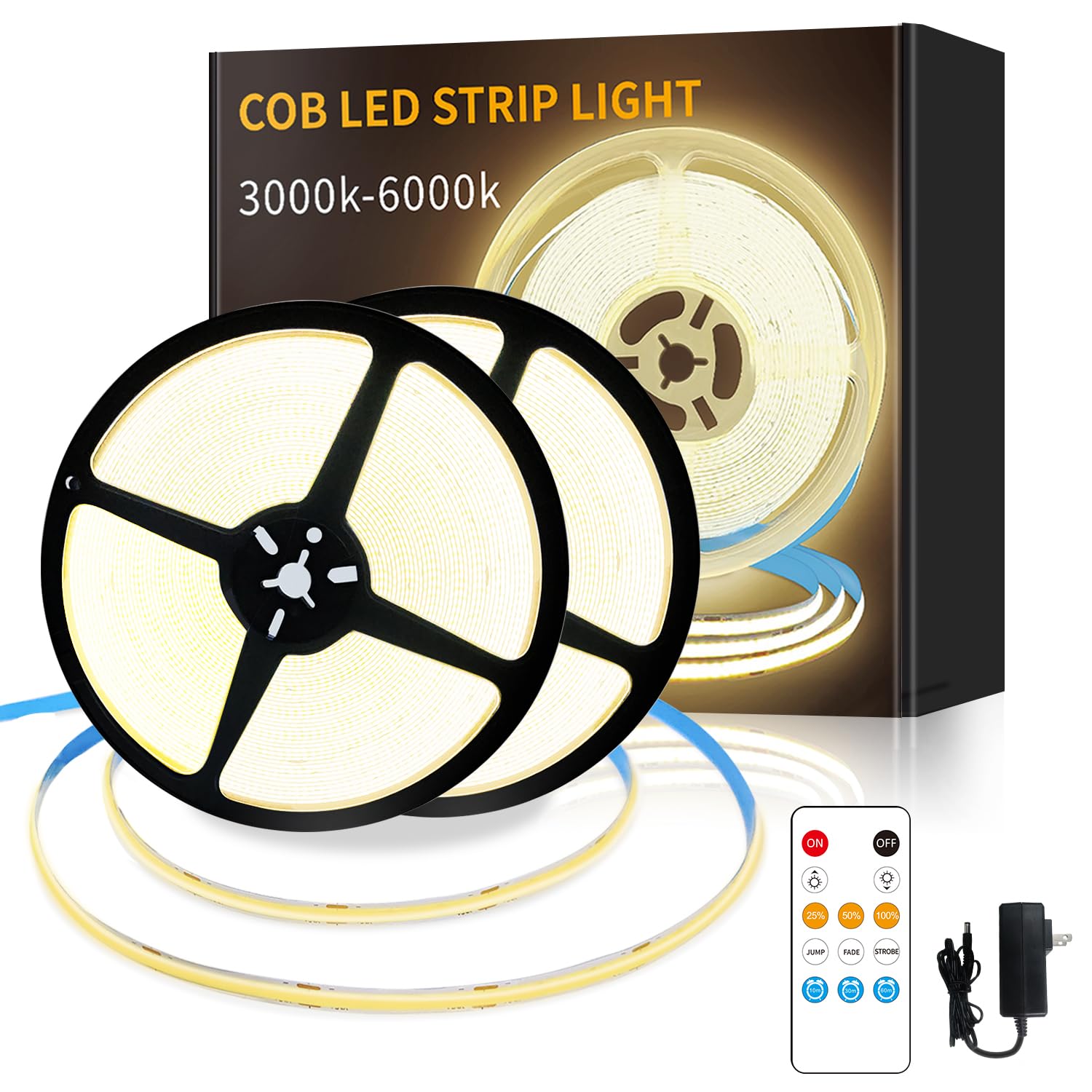 Pcningled 110V Bright Warm White LED Strip Lights 2M, 120V COB LED Tape Light IP67 - View #8