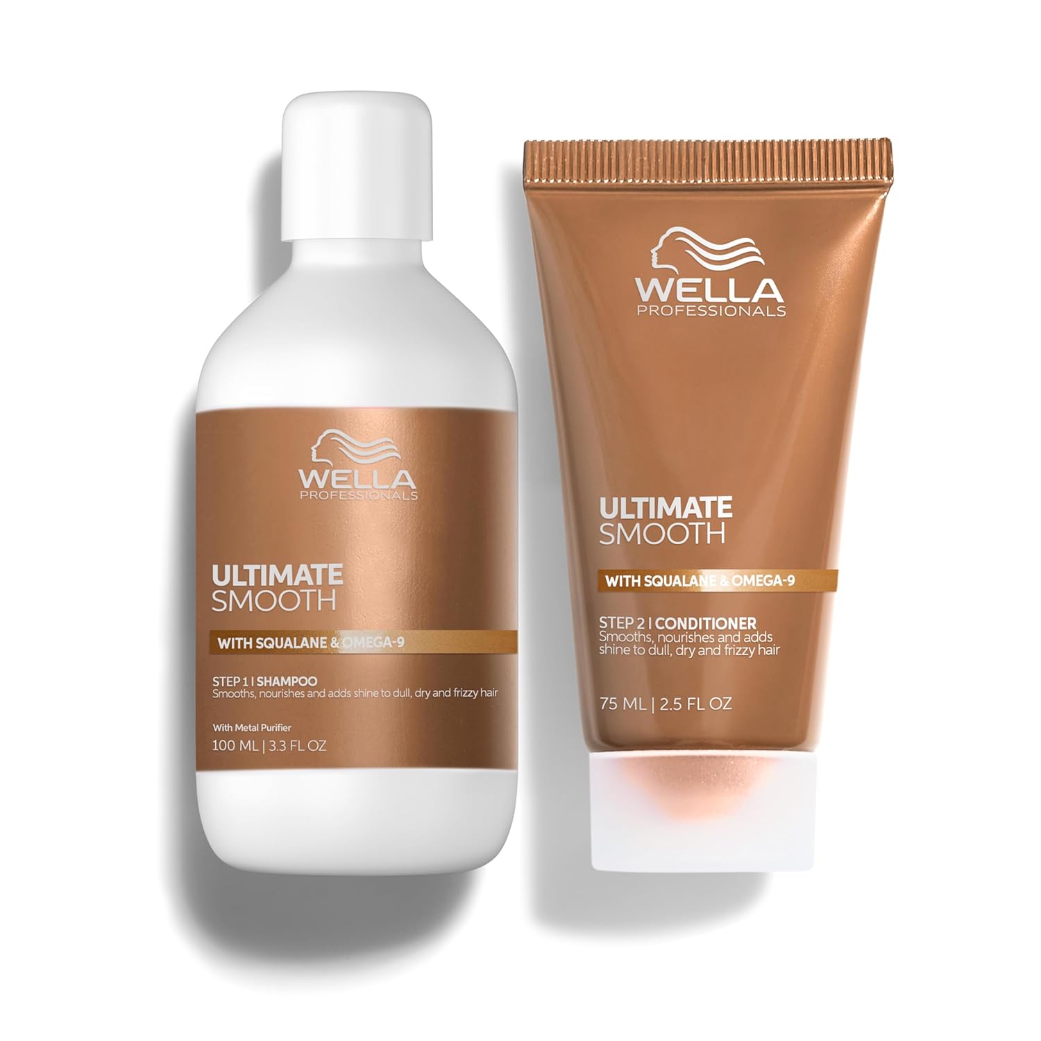 Wella Professionals ULTIMATE SMOOTH Shampoo + Conditioner Bundle Set | Hair Care Treatment for Dry & Frizzy Hair with Squalane & Omega 9 | Various Sizes