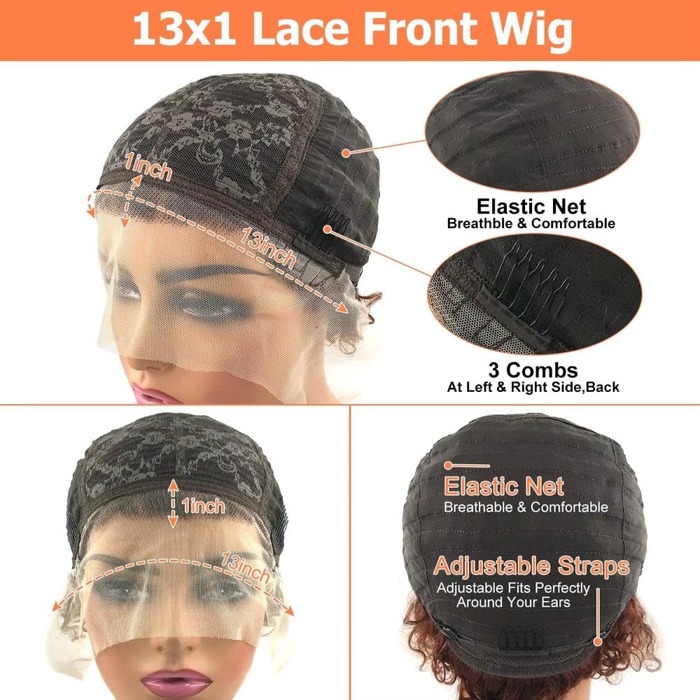 Haarpflege Honigblond Wasser Tiefe Welle 13 X 1 Spitze Afro-Locken Kurze Bob-Echthaar-Perücken Natürlich