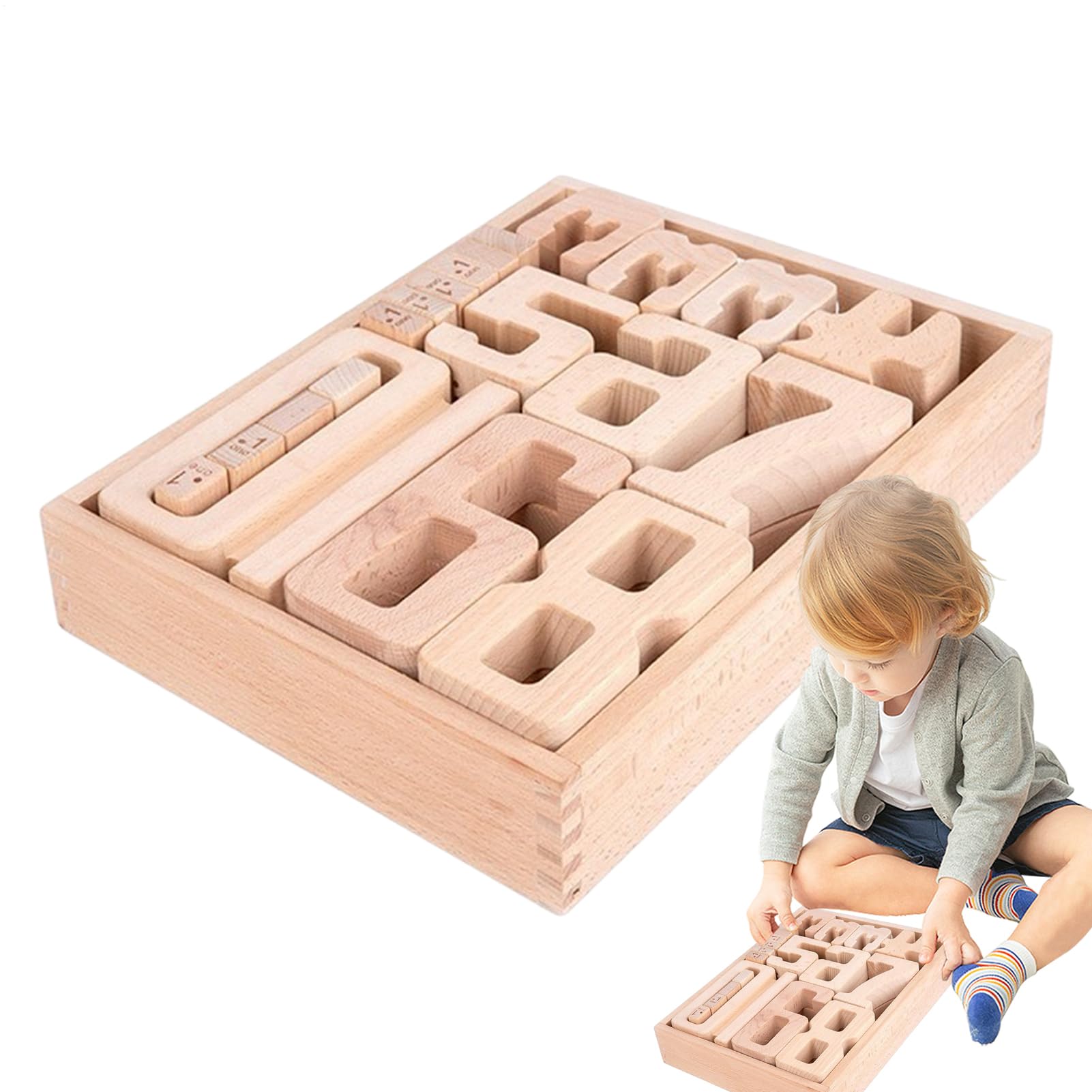 Generisch Zahlenbausteine Holz-Zahlenblöcke, Zählen, Stapeln, Mathe | Feinmotorische Entwicklung Pädagogisches Sortier- und Bauspiel für Vorschulkinder und Kleinkinder zum Frühlernen