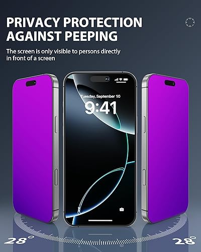 Miniatura 10 de Protector de pantalla compatible con iPhone 15 Pro Max de 6.7 pulgadas, protector de pantalla de vidrio templado HD anti luz azul, fácil