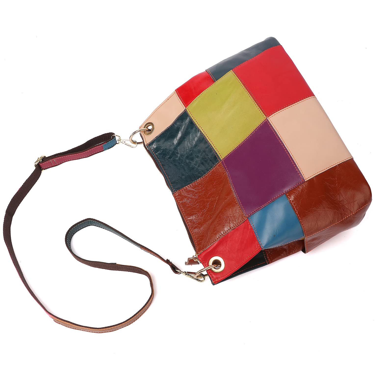 Bolso de mano multicolor al azar de las mujeres del bolso del bolso del bolso del hombro del diseño del empalme del bolso colorido del comprador de