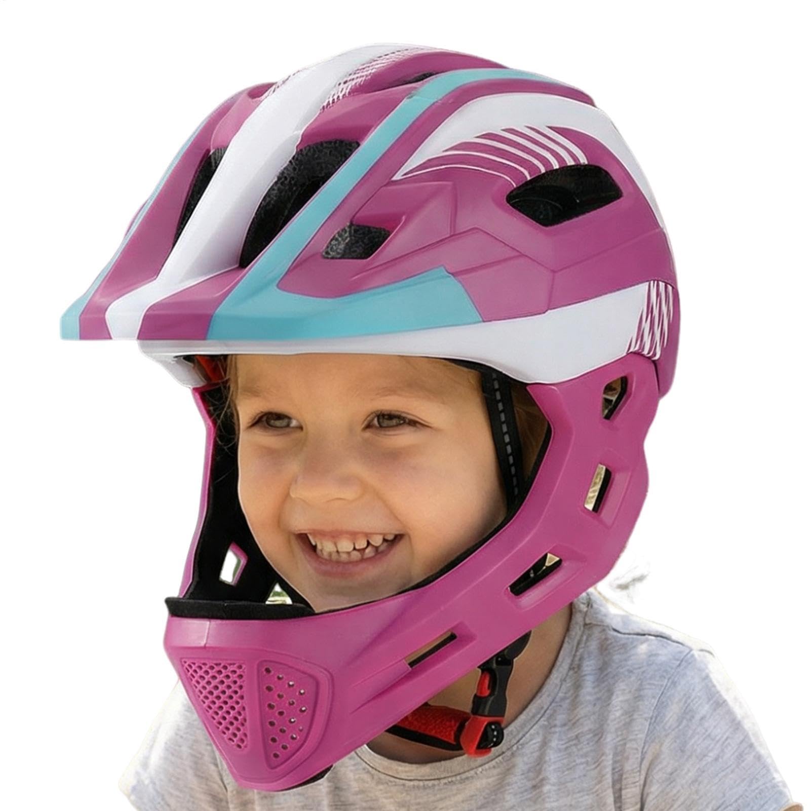 Ganzkörperhelm Kinder - Fahrradkopf Jugendliche mit abnehmbarem Kinnschutz | Stoßfeste Atemschutzmaske Roller Berg- und Motocross-Fahrräder, verstellbare Größe Kleinkind
