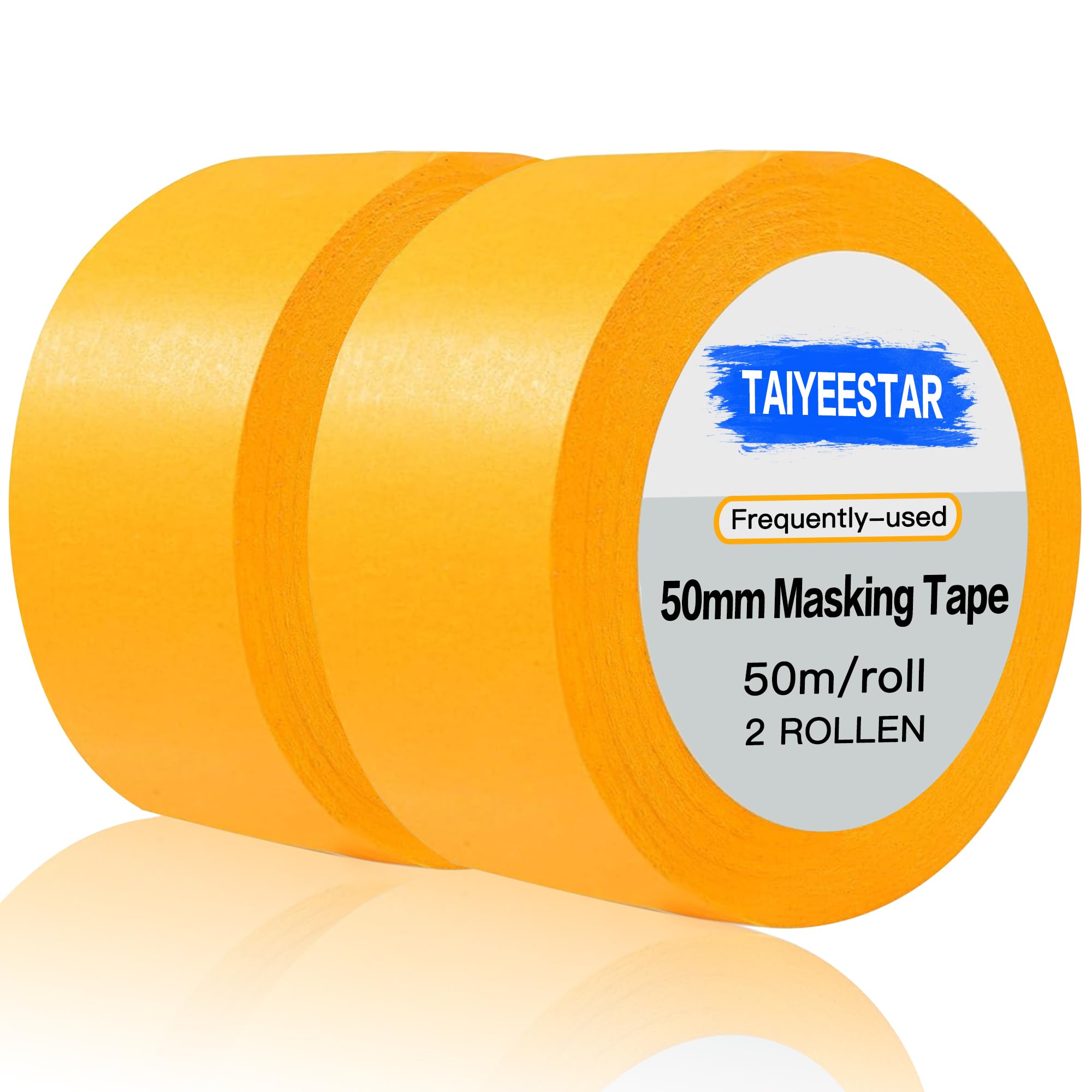 Taiyeestar 2 Rolls Wide Masking Tape 50 mm x 50 m, Low Tack Masking Tape for Painting Painters Tape
