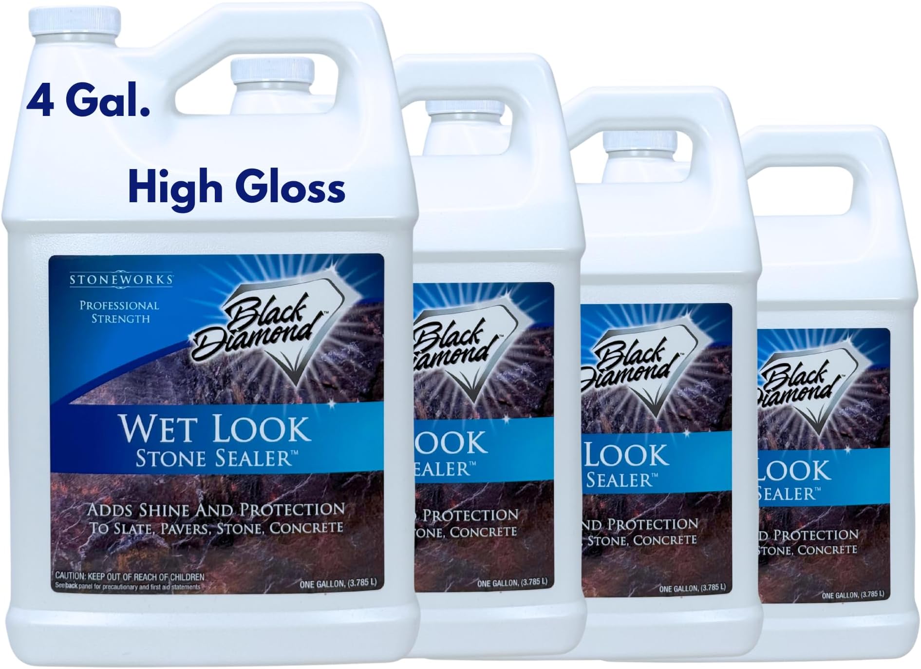 Wet Look Natural Stone Sealer Provides Durable Gloss and Protection to: Slate, Concrete, Brick, Pavers, Sandstone, Driveways, Garage Floors. Interior or Exterior. 4-Gallon.
