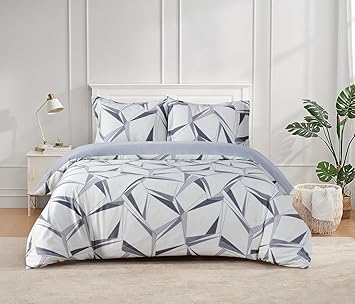 Majestic Giftware Madison Linen 8-Piece 44" Twin Size Bedding Set (BL500-44T-2) | Tokyo Comfort - Ash 300 Thread Count Cotton Sateen | 2 Fitted Sheets, 2 Duvets, 4 Pillowcases | Soft & Luxurious