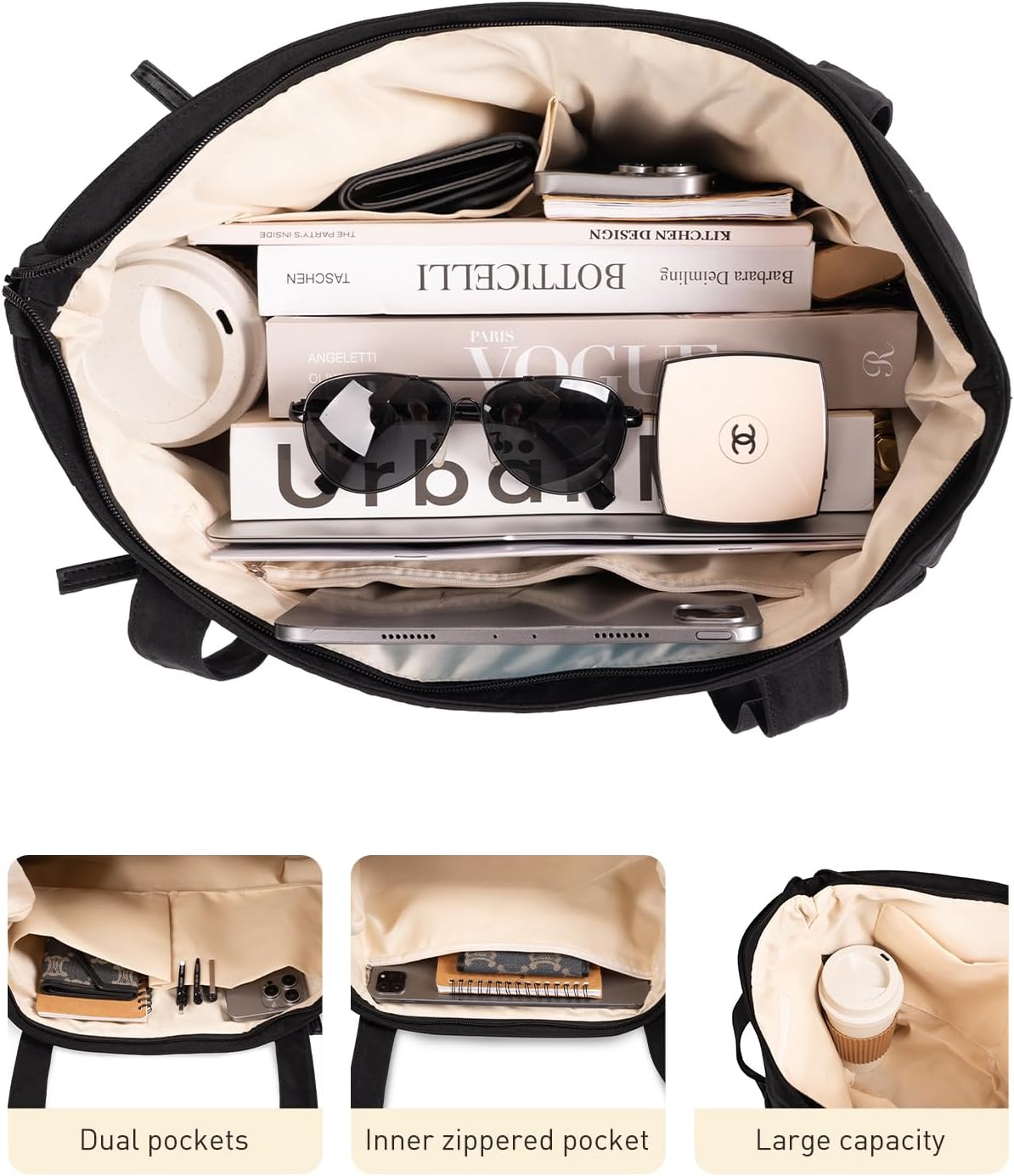 Tote Bag for Women Shoulder Bag Work Bags with Zipper Lightweight Handbags for Travel,Work,School - Image 6