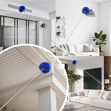 Cobweb Duster with Extension Pole 100 inches, Dusters for Cleaning with 2 Duster Heads, Washable Microfiber Feather Duster for Cleaning Ceiling Fan, High Ceiling, Blinds, Furniture & Cars