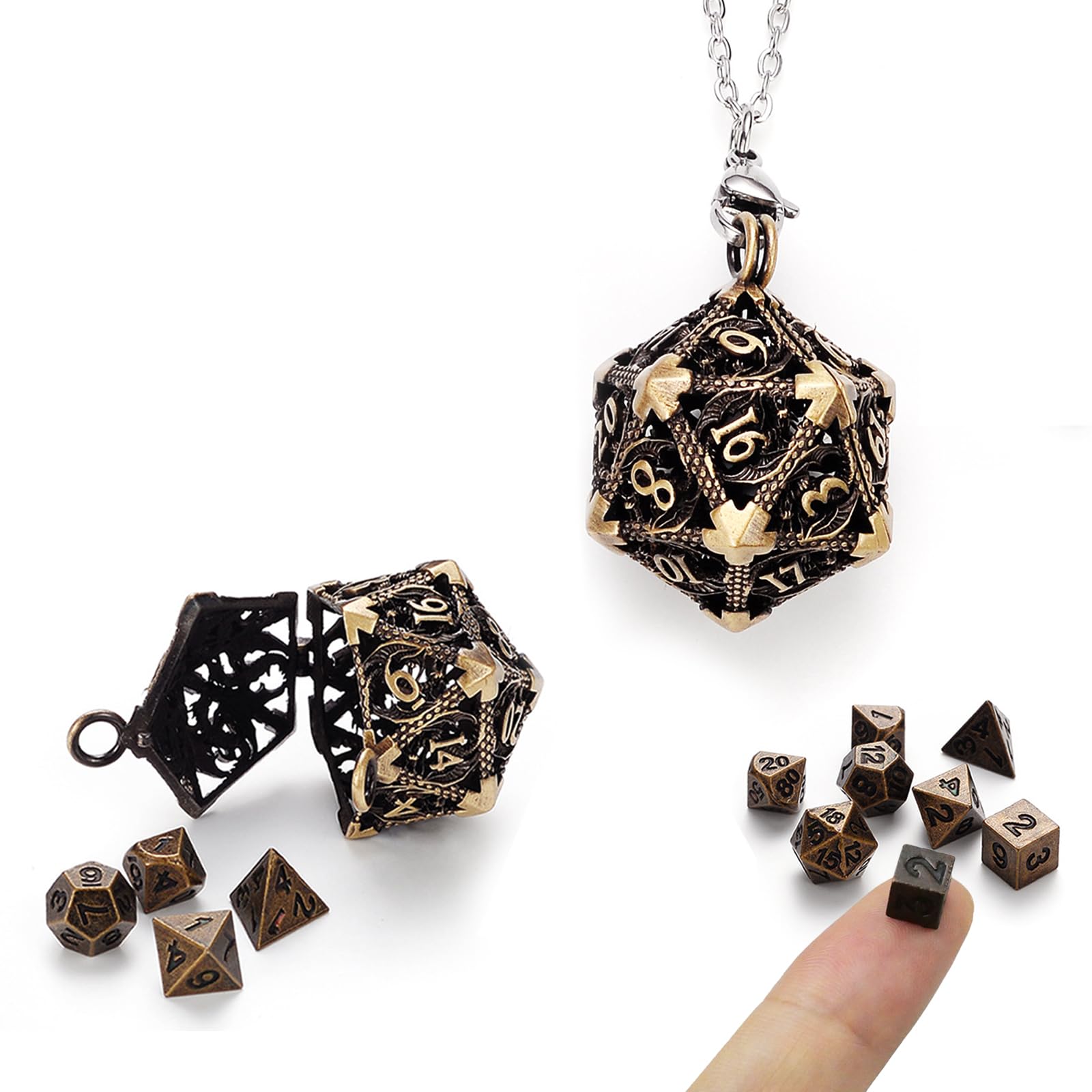 Rongxze 7 Piezas DND Dados Set, Dados Poliédricos, Poliédricos Dados RPG Dados rol para Dungeons and Dragons MTG RPG DND D4 D6 D8 D10 D12 D20 Set de Dados de rol