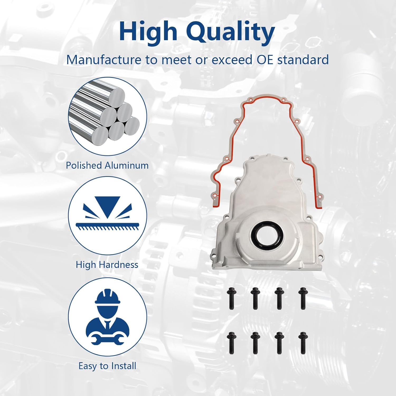 LS Front Timing Cover with Gasket Kit Compatible with GM Gen III LS1 LS6 4.8L 5.3L 5.7L 6.0L Engines
