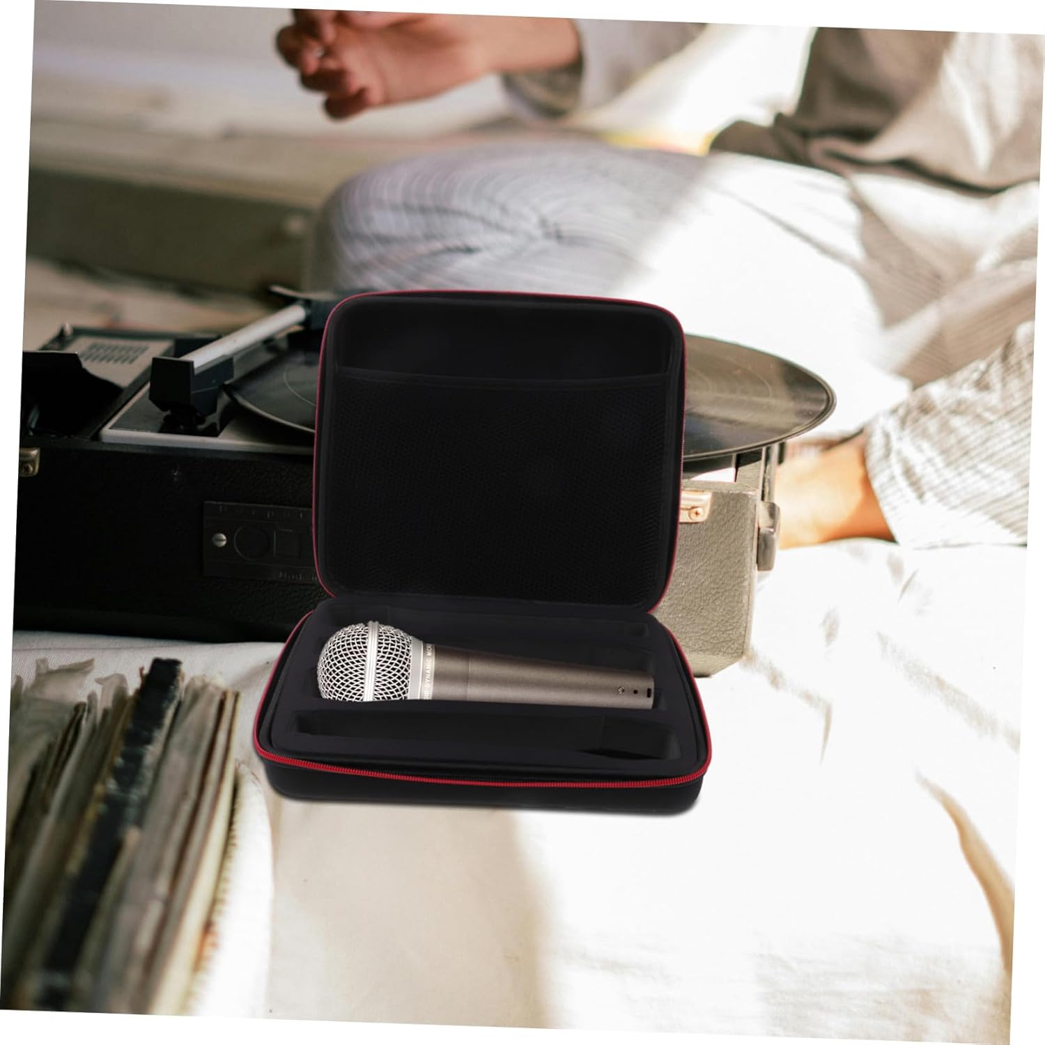 Shockproof Dustproof Handheld Mic Storage Case with Smooth Zipper Portable Microphone Carrying Bag for Outdoor Performance and Ktv Parties
