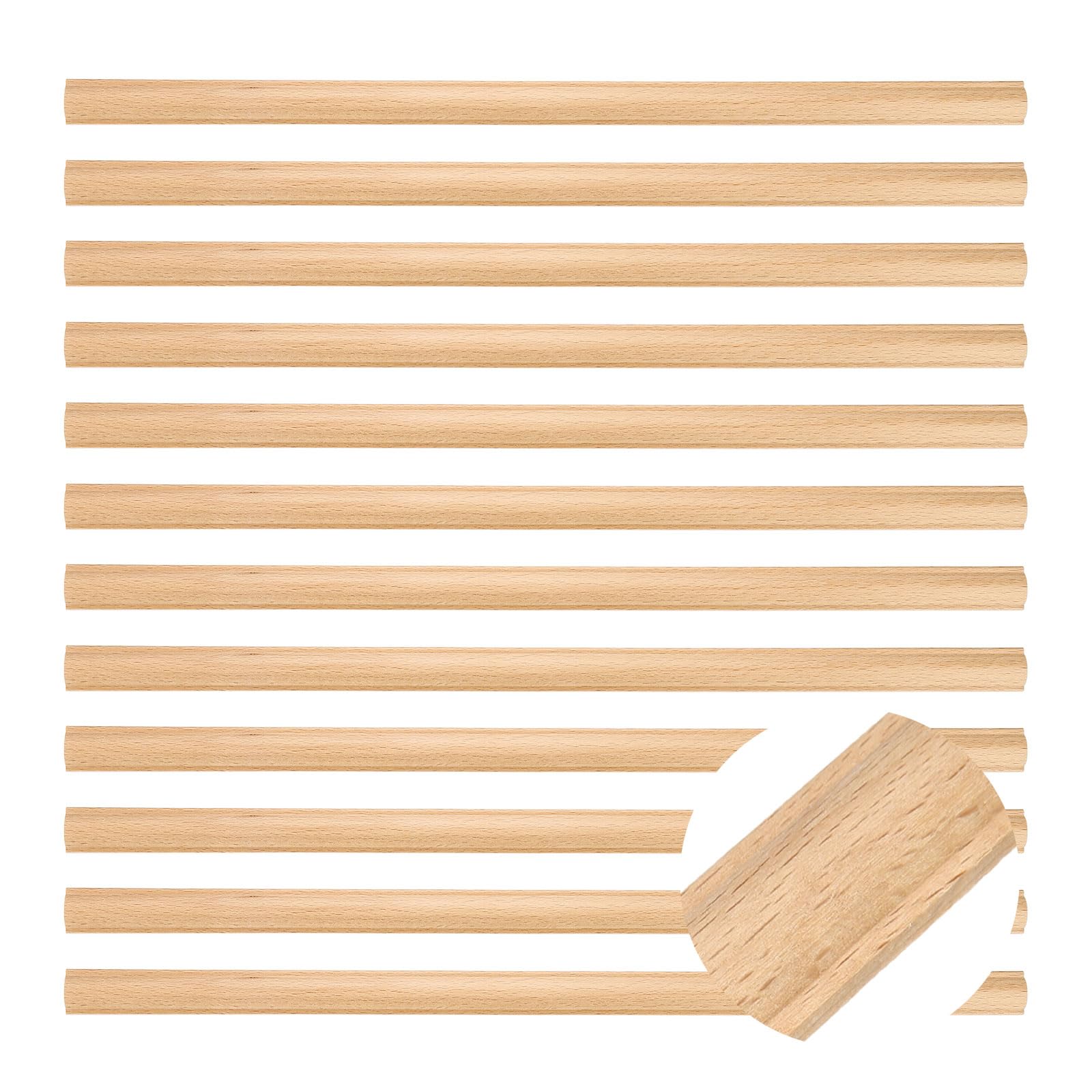 sourcing map 12Pcs 15.75" Decorative Wood Trim, Unfinished 3D Wooden Furniture Molding Trim for DIY Craft, Home Wall Cabinet Shelf Window Door (Cylinder, 18mm)