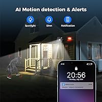 Vista 6 de Hiseeu Security Cameras Wireless Outdoor, 2pcs Solar Powered 3K 4MP Surveillance WiFi Cameras for Home Security Outside, PIR/AI Motion Detection