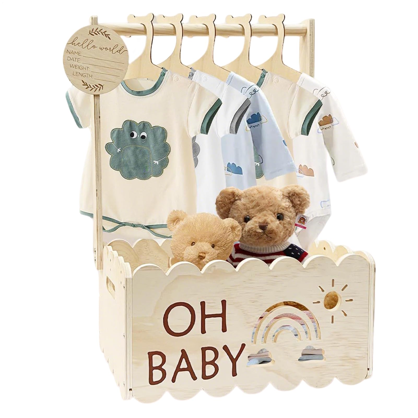 Cesta de regalo para bebés de madera - cesta de ducha para bebés | de ducha | Armario de almacenamiento de productos para niños pequeños | Cajas de recuerdo y cajas para su familia