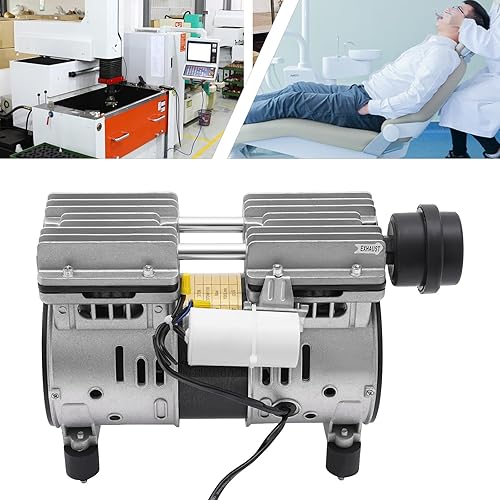 Miniatura 2 de Bomba de vacío sin aceite, 110V 370W Bomba de compresor de pistón sin aceite de alta presión Bomba de aire de vacío de alto flujo Cilindro doble