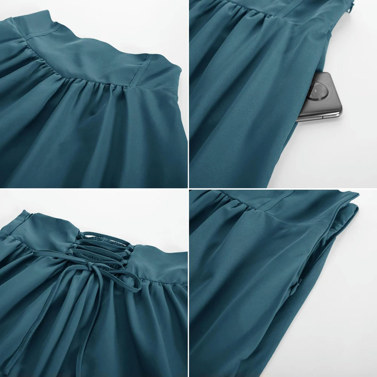 Gonna Lunga Donna Gonna Maxi Gonna Rinascimentale Femminile Elastica Gonna Oscillante in Vita Alta con Gonne Tasche Causali Estivi per Donne-Marrone-XL