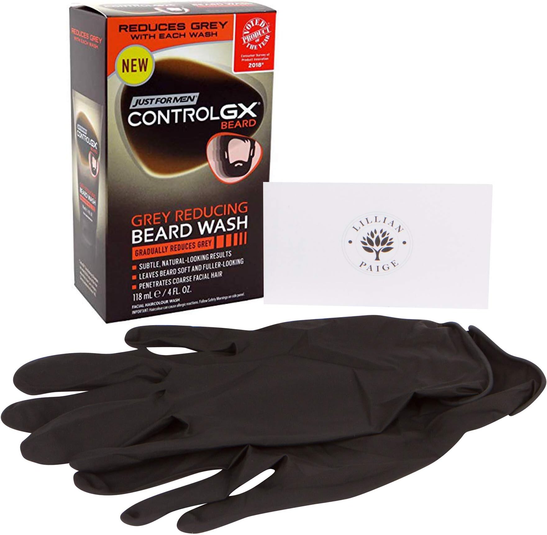 LP Bundle - Control GX Grey Reducing Beard Wash Plus Mess and Stain Free, Latex, Gloves and LP Tips (Bundle, Beard Wash)