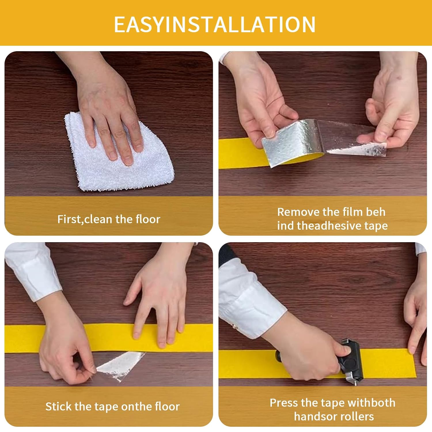 Aluminum Foil Anti Slip Tape 6" x30FT Yellow Heavy Duty Aluminum Tape for Stairs Grip, Outdoor & Indoor Safety, Waterproof Non-Slip Traction Tape for Steps, Bathroom, Pool, Walkways