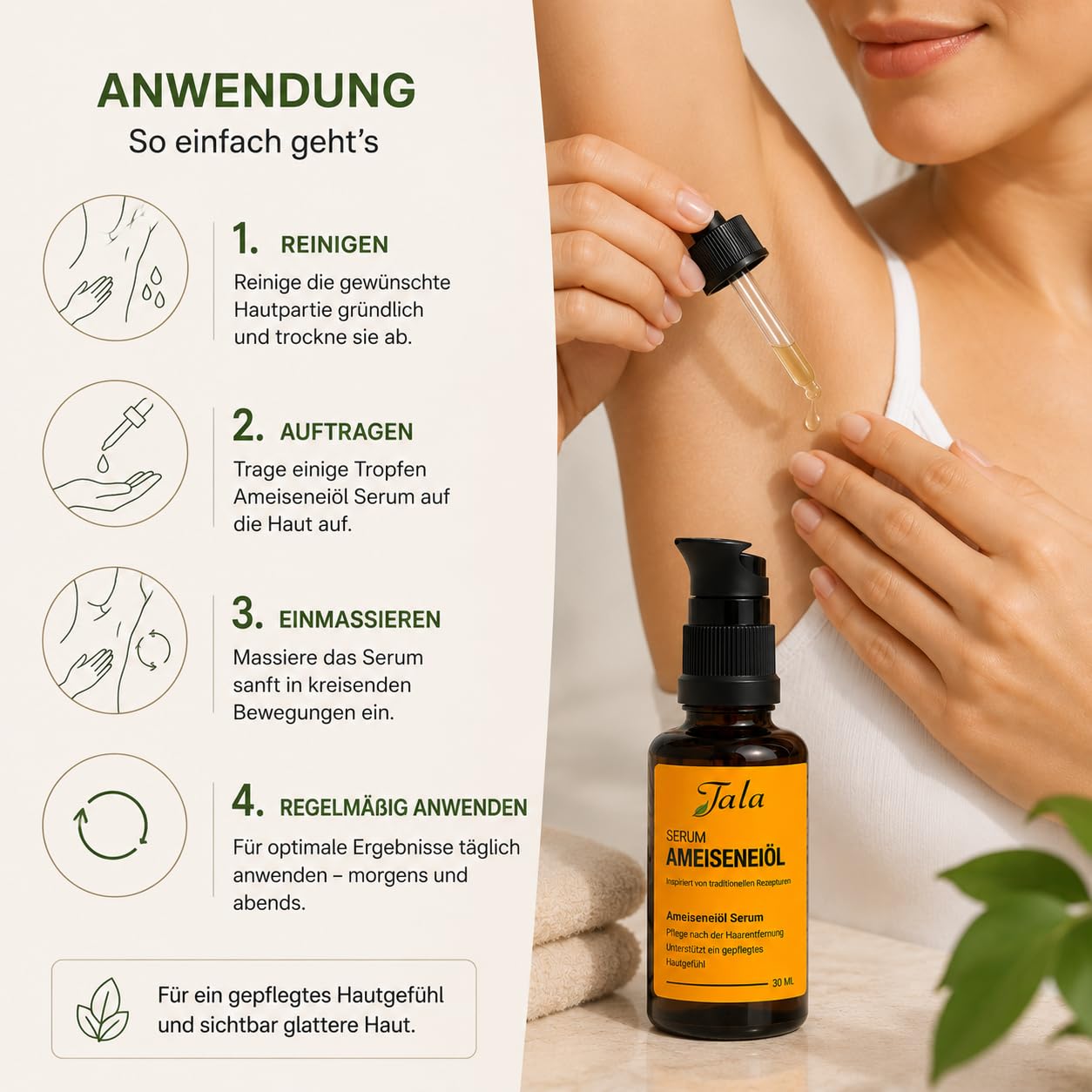 TALA Ameiseneiöl Serum 30 ml – Karınca yumurtası yağı – Pflegeöl nach der Haarentfernung mit Aloe Vera & Pflanzenölen – Für Gesicht & Körper – Hautpflege nach Waxing, Sugaring & Epilation (3er Pack)