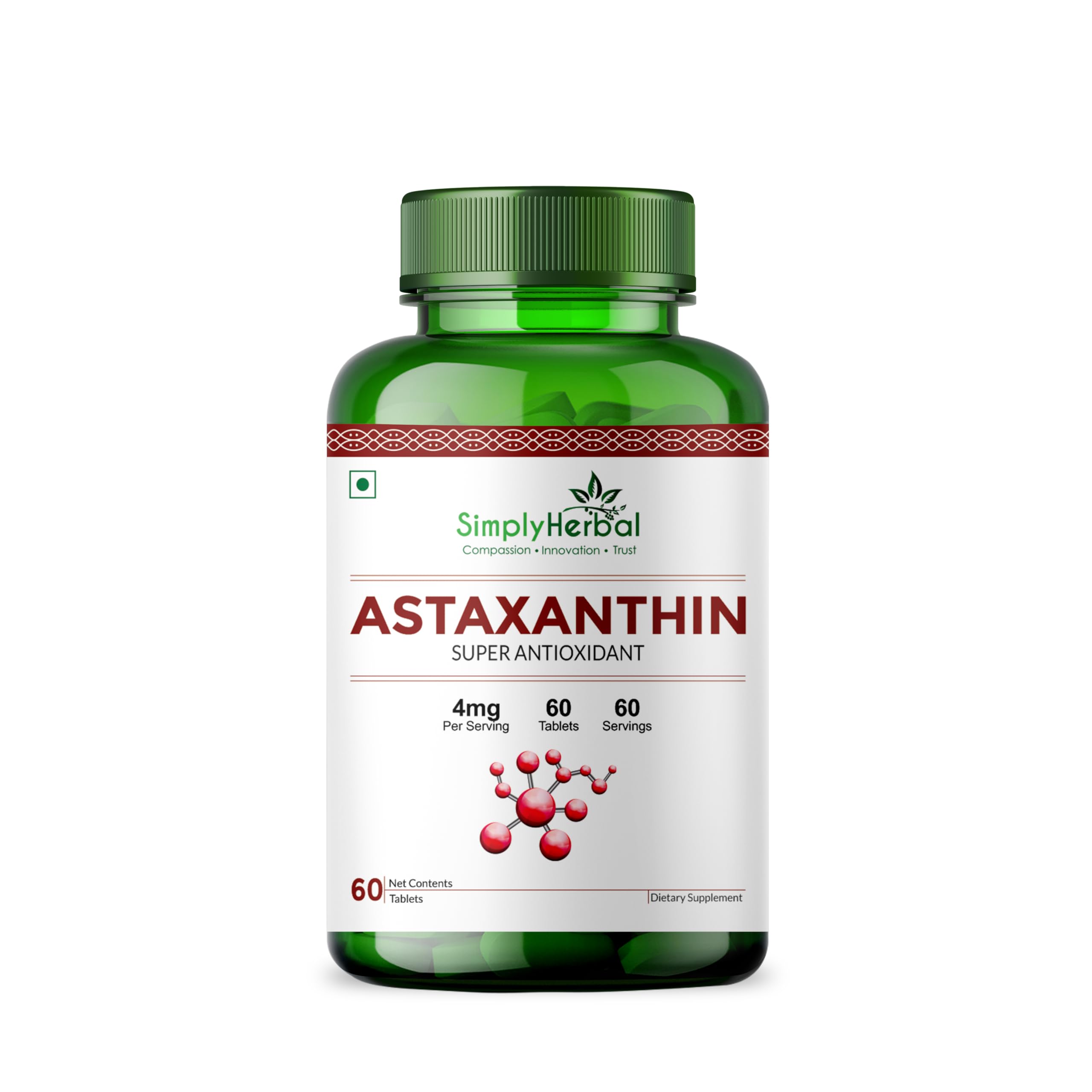 Simply Herbal Astaxanthin 4mg Super Antioxidant, Supplement tablet Promote Healthy Skin & Muscle Health Also Support Heart Function & Immunity (60 Veg Tablets)-picture-31