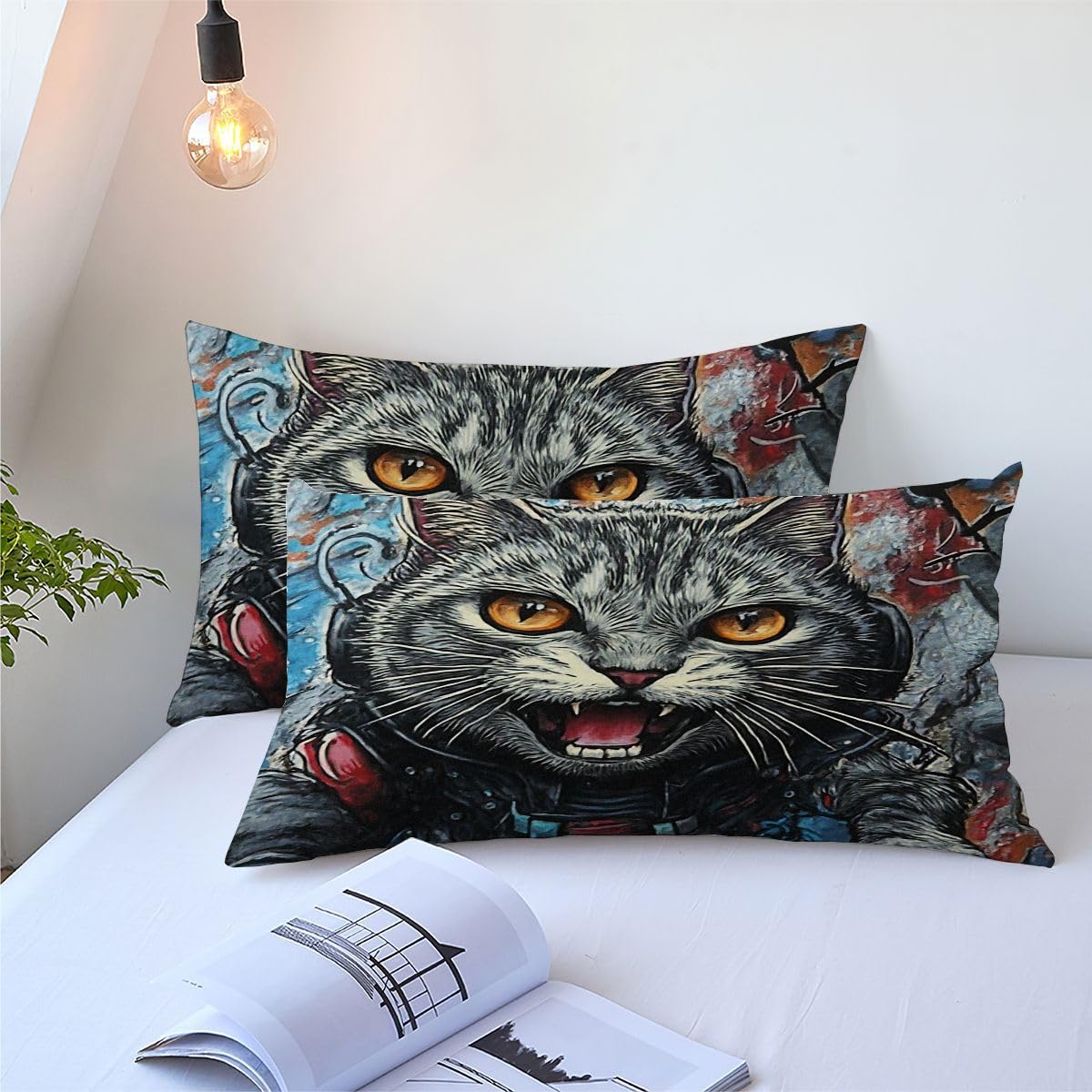 Edredón 200x200 cm Gato De Dibujos Animados, Lavable en Lavadora Juego de Cama Completo 200x200, Colcha de Microfibra con Estampado 3D para Todas Las Estaciones