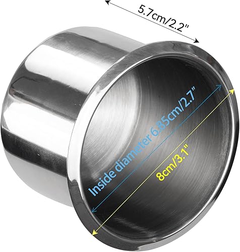 Miniatura 2 de 2 soportes para vasos de acero inoxidable de 3.1 pulgadas, soporte de vaso plateado para mesa de póquer para coche, barco, sofá, cine, taza, bebida,