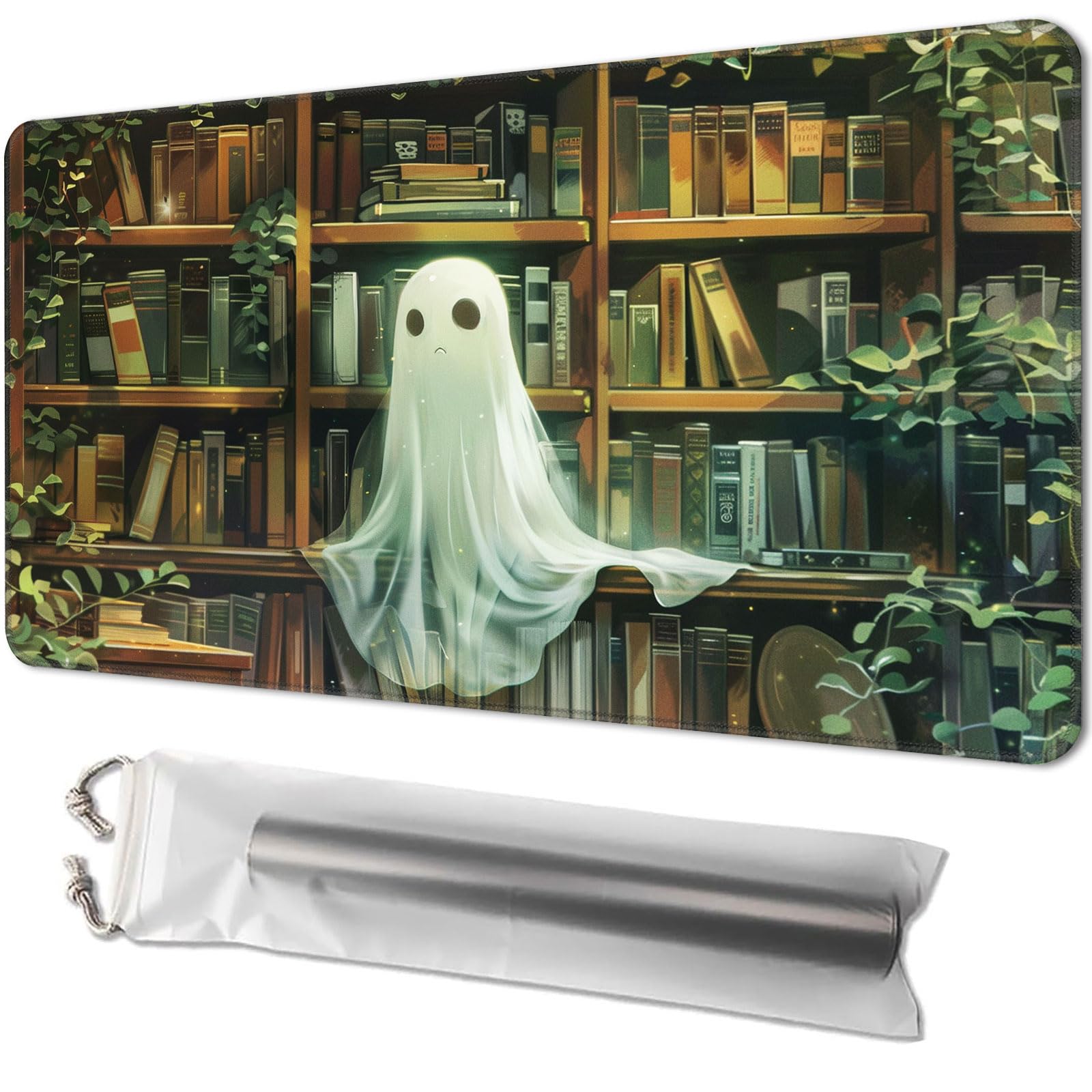 Playmat for TCG, with Free Storage Bags, Game Mat 24 x 14 inches, MTG and Board Game Mat for Cards, Ideal for Card Game Enthusiasts, Cute Ghost