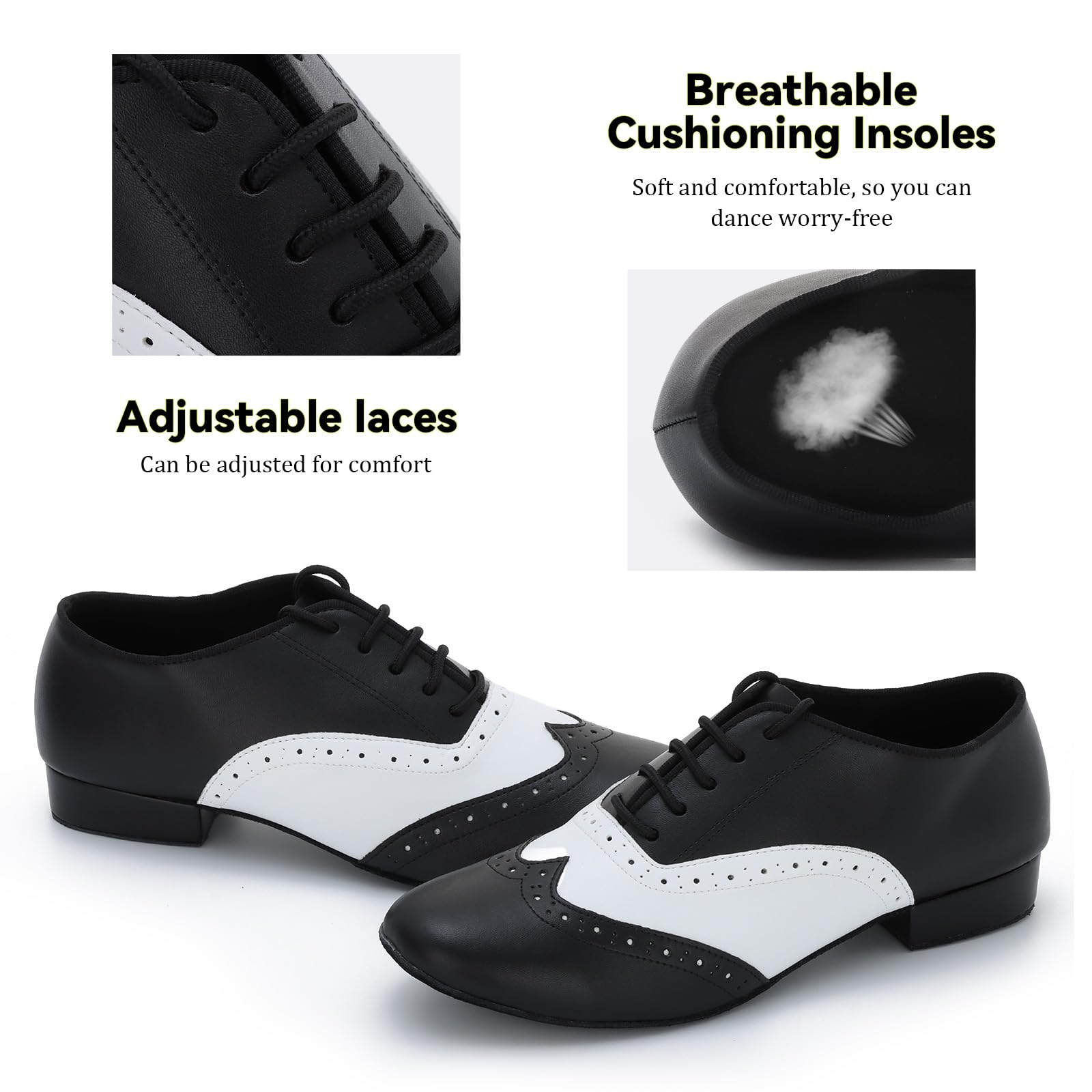 Scarpe da Ballo Uomo in Pelle Sintetica con Lacci per Tango Jazz Professionale