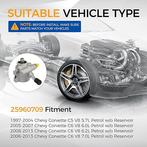 Miniatura 3 de PAROD Bomba de dirección asistida 25960709 para Chevy Corvette 1997-2004, 2006-2013 5.7L 6.0L 6.2L 7.0L V8