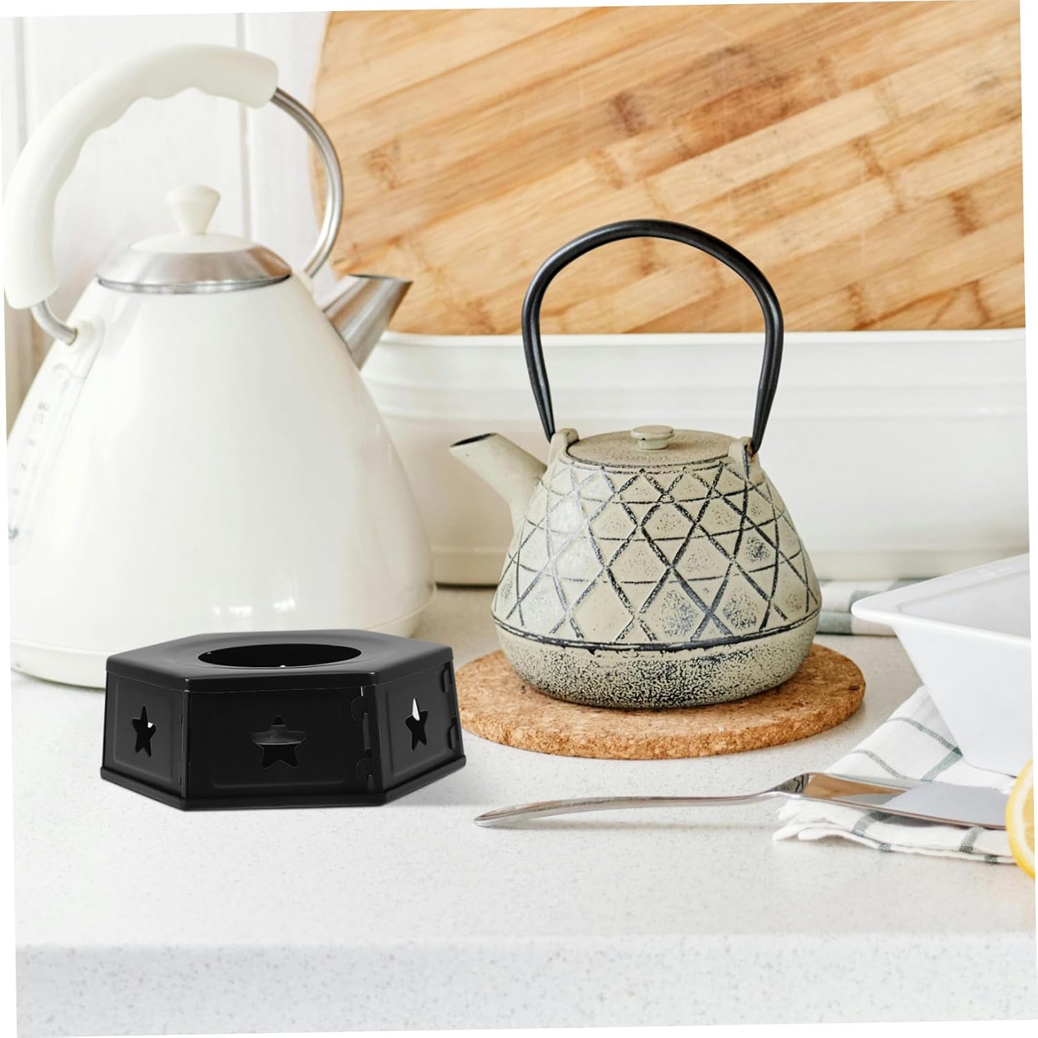 Portable Stainless Steel Tea Warmer Base, Hollow Metal Teapot Heater for Household Use, Removable Design Suitable for Coffee and Tea Heating