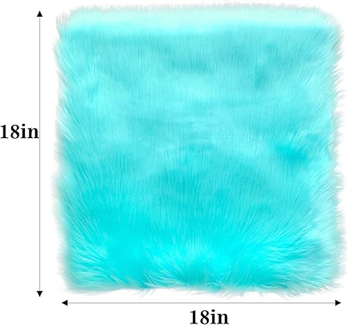Miniatura 2 de Eanpet Alfombra de piel sintética de oveja para silla con broche a presión, cuadrada de 18 x 18 pulgadas, funda de asiento esponjosa para silla,
