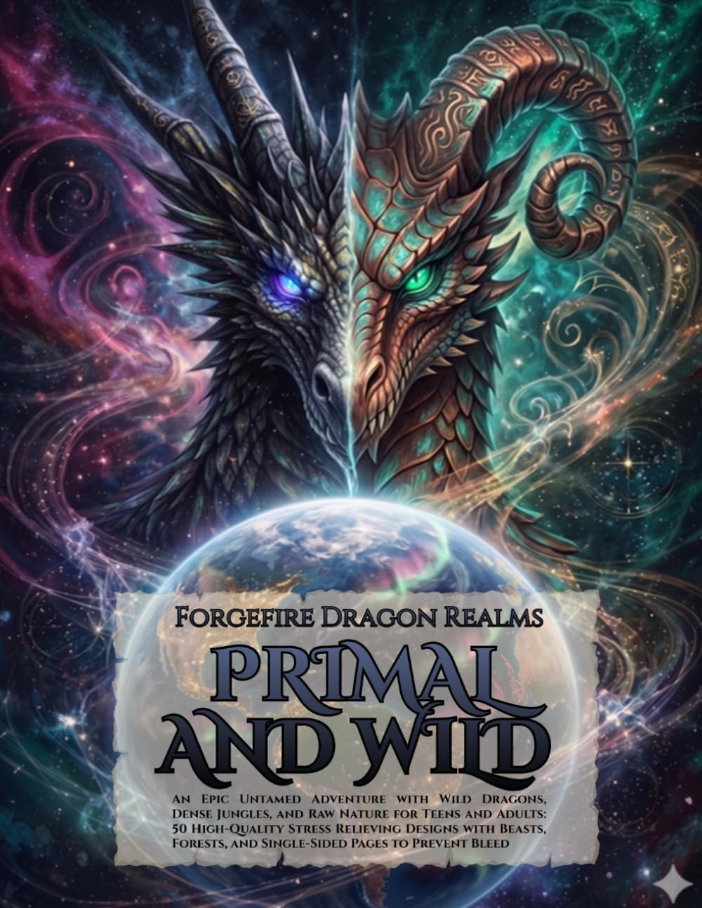 Forgefire Dragon Realms: Primal & Wild: An Epic Untamed Adventure with Wild Dragons, Dense Jungles, and Raw Nature for Teens and Adults: 50 ... and Single-Sided Pages to Prevent Bleed