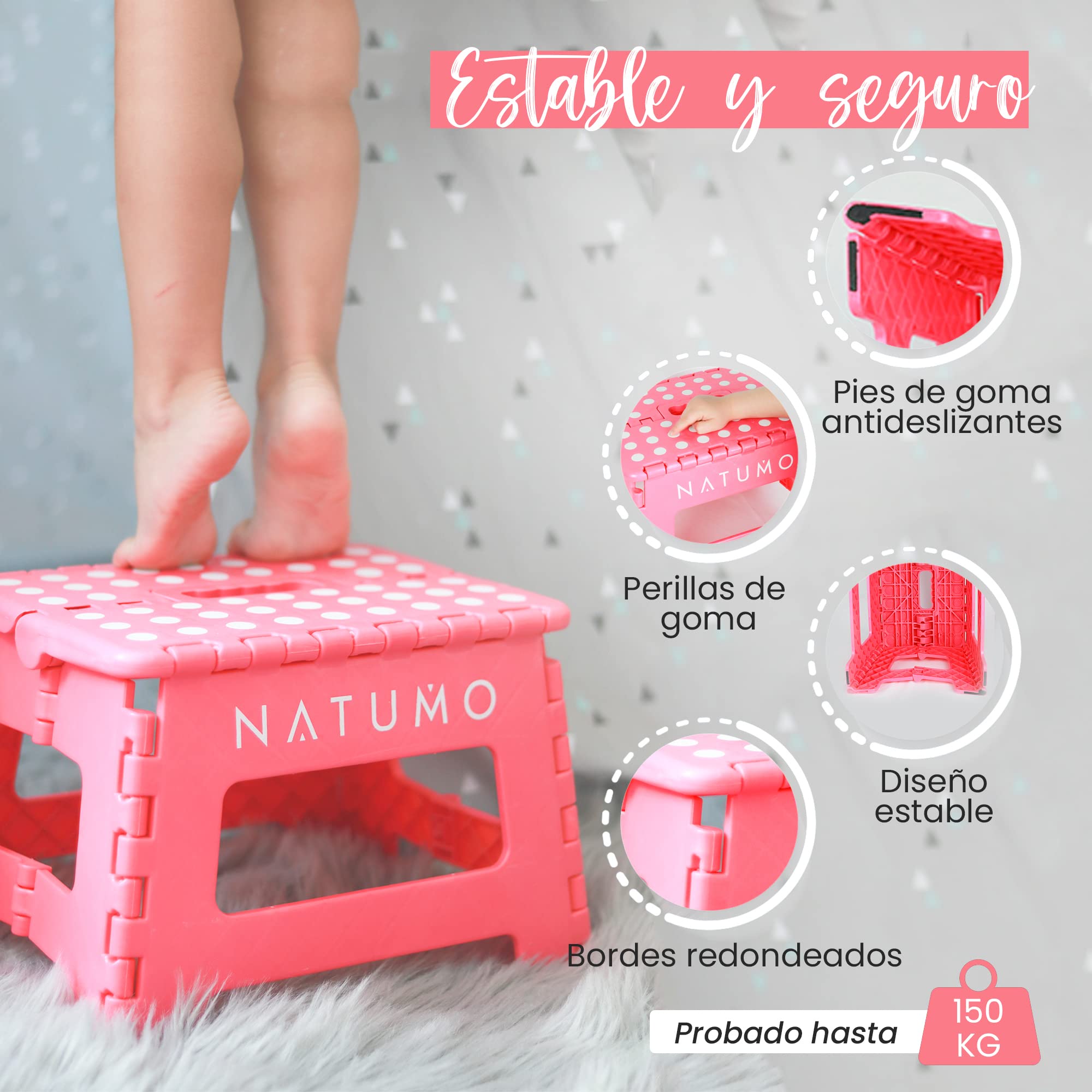 NATUMO Taburete Plegable Multiusos Azul
