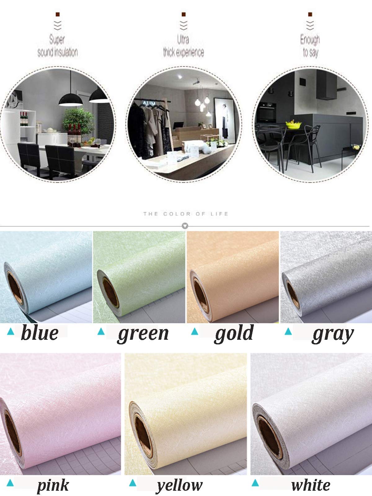 Carta da Parati Carta Da Parati Autoadesiva Impermeabile In PVC Camera Da Letto Camera Da Letto Soggiorno Carta Da Parati Mobili Armadio Adesivi Di Colore Rinnovamento, 0.6x6m / 0.6x12m