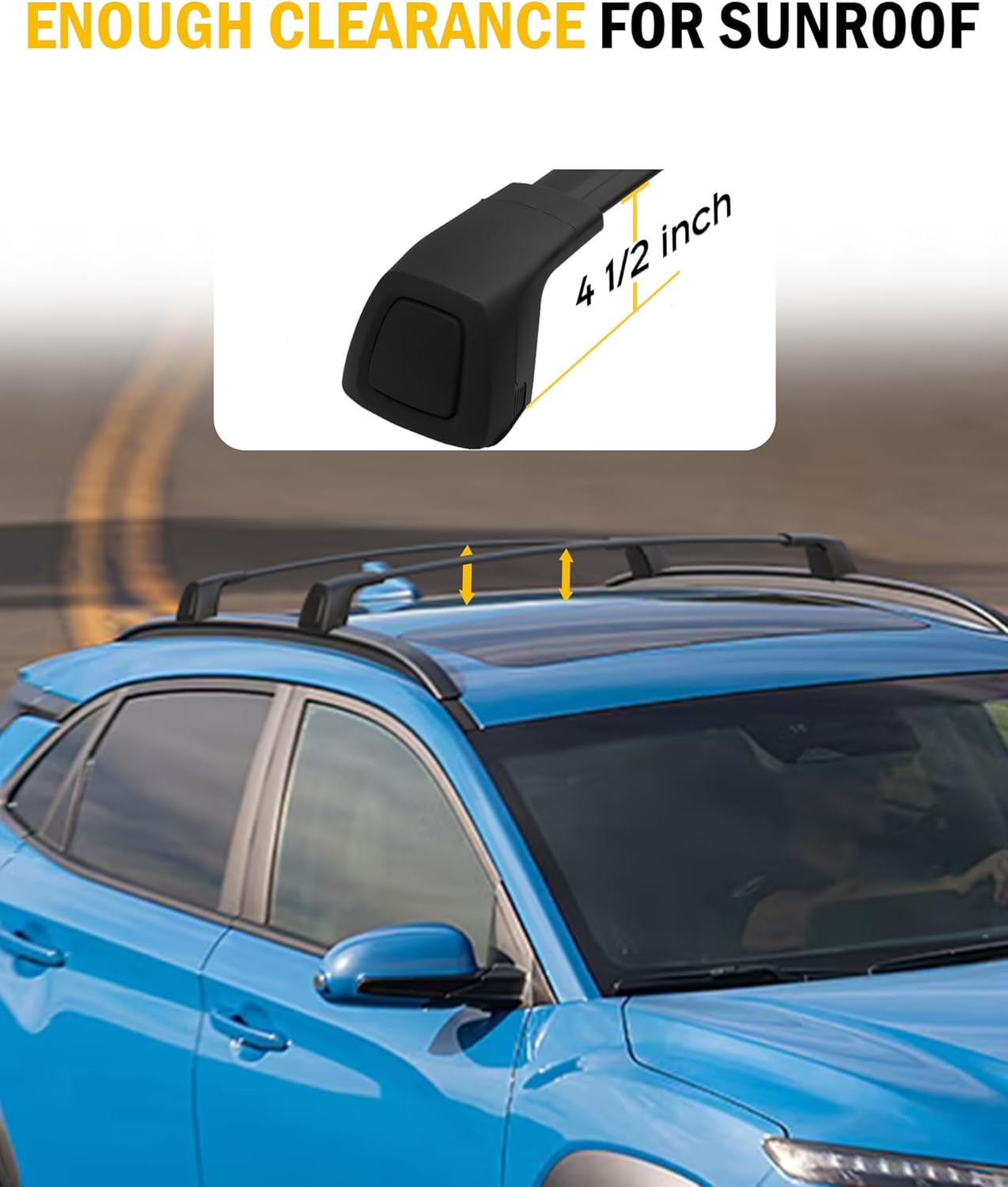 Cross Bars Roof Rack Fit for Hyundai Kona & Kona N & Kona Electric 2018-2023 Lockable Luggage Rack Crossbar Cargo Carrier Accessories (with Side Rails)