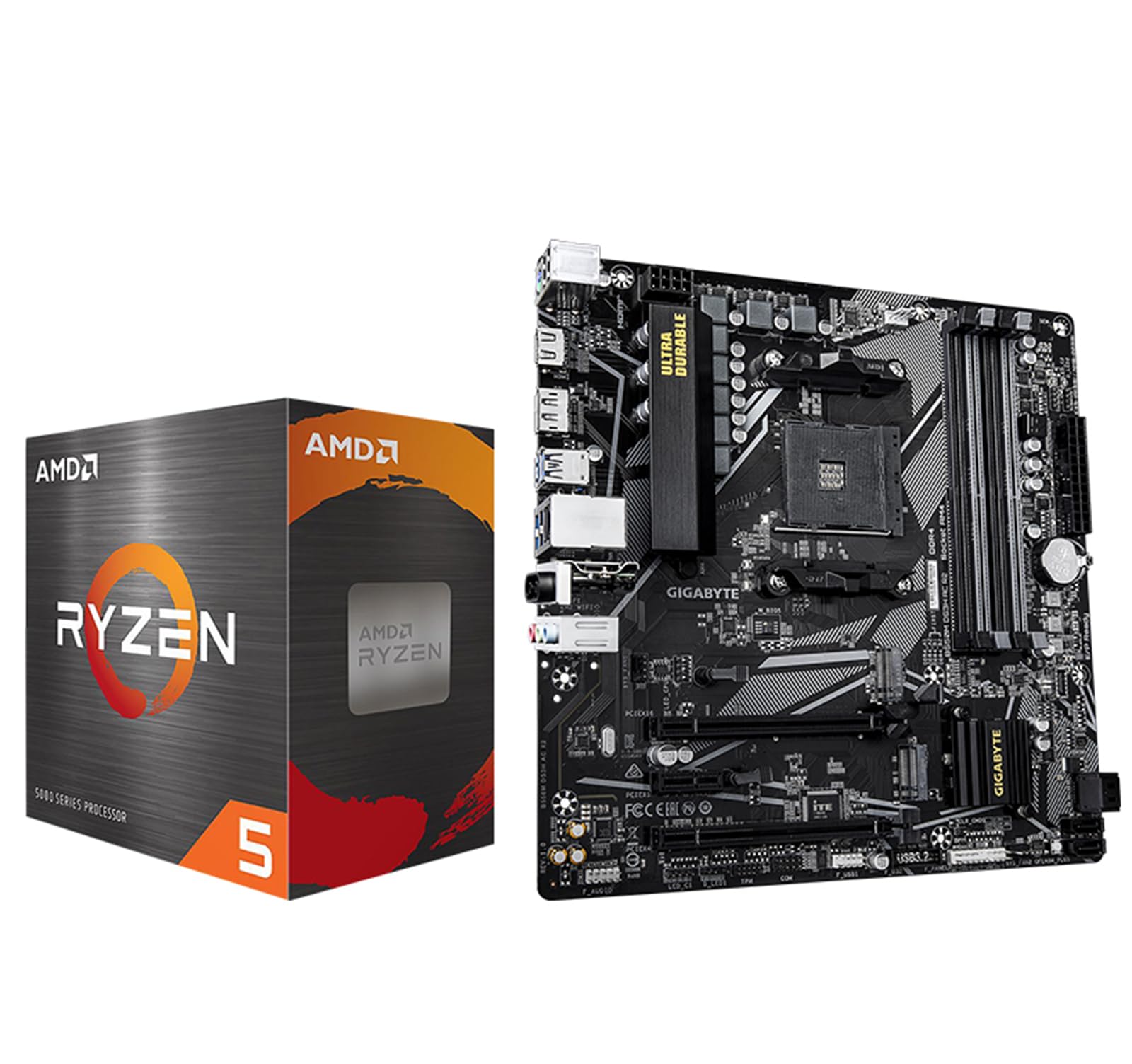 Micro Center AMD 5500 Processor with GIGABYTE B550M DS3H AC R2 Motherboard | CPU Motherboard Combo, AM4, DDR4, 2x M.2, WIFI5, Micro ATX, Windows 10/ 11 64-bit Support AMD Ryzen 5 5500 + Gigabyte B550M DS3H AC R2