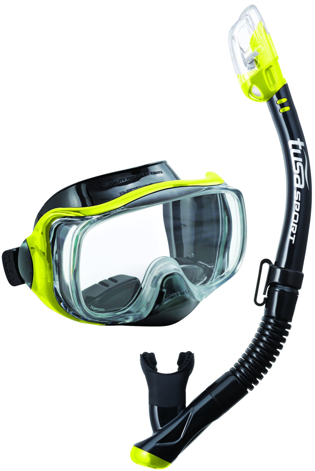 Tusa Imprex 3D Snorkeling set Mask dry snorkel adult, silicone black/yellow