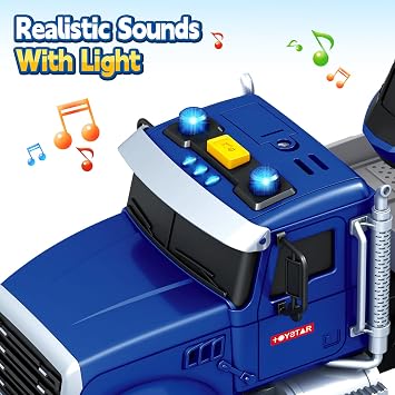 Kids Toys for 3 4 5 6 7 8 Years Old Boys, 20.5 Police Truck Toy with Racing Car and Helicopter, Toddler Friction Powered Truck Vehicle Toy with Lights, Sounds for Boys Girls Christmas Birthday Gifts