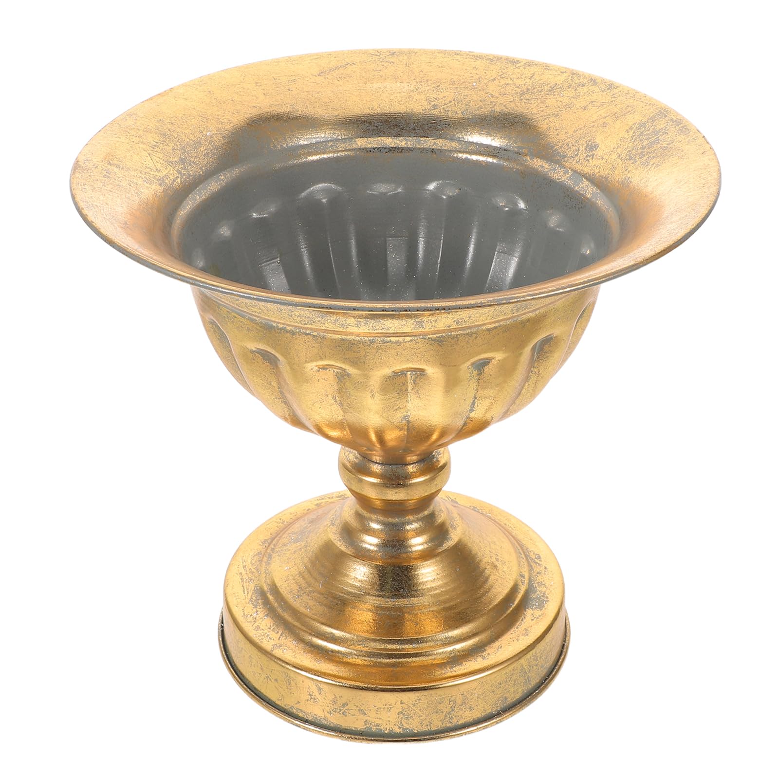 Pot de fleurs vintage metal dore patine effet ancien fait main