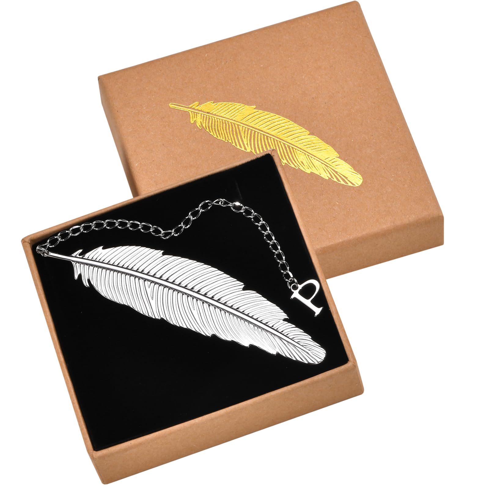 Metal Feather Bookmark with Initial - Cute 26 Letters Custom Initial Book Marks for Reading Women Book Lovers Gifts Teacher Appreciation Gifts